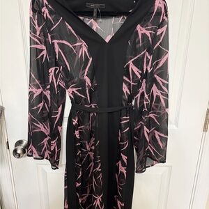 Black and Pink Sheer Long Sleeve Dress
